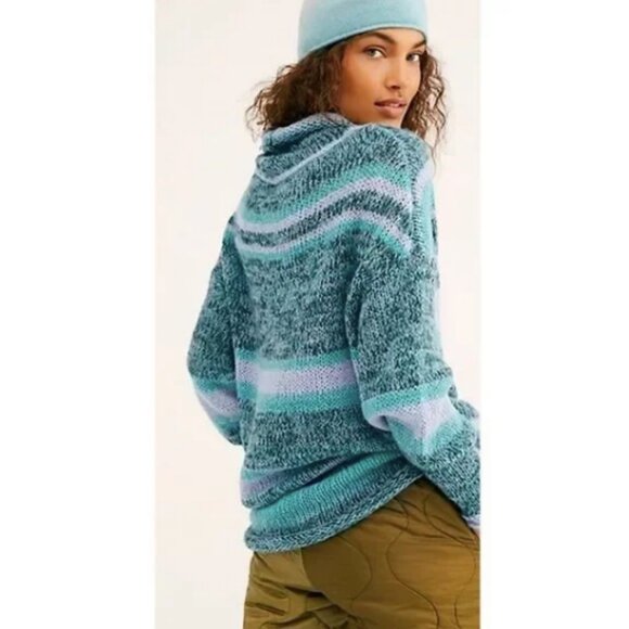 Free People Candy Stripe Tunic Waterfalls Alpaca Wool Sweater - Picture 7 of 14